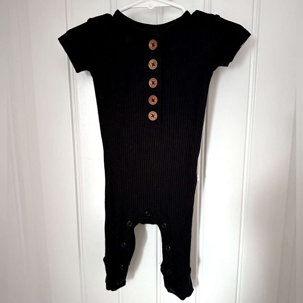 Posh Peanut Ribbed Short Sleeve Henley Romper